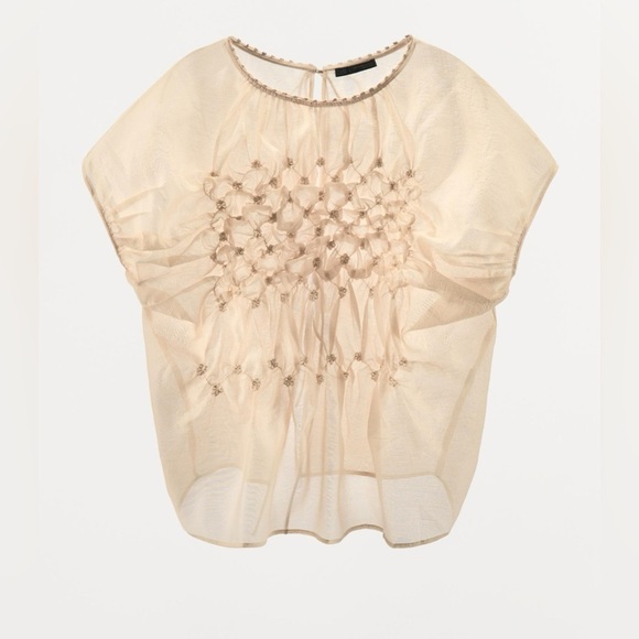 Zara Tops - Zara Raised Floral Embroidered Top